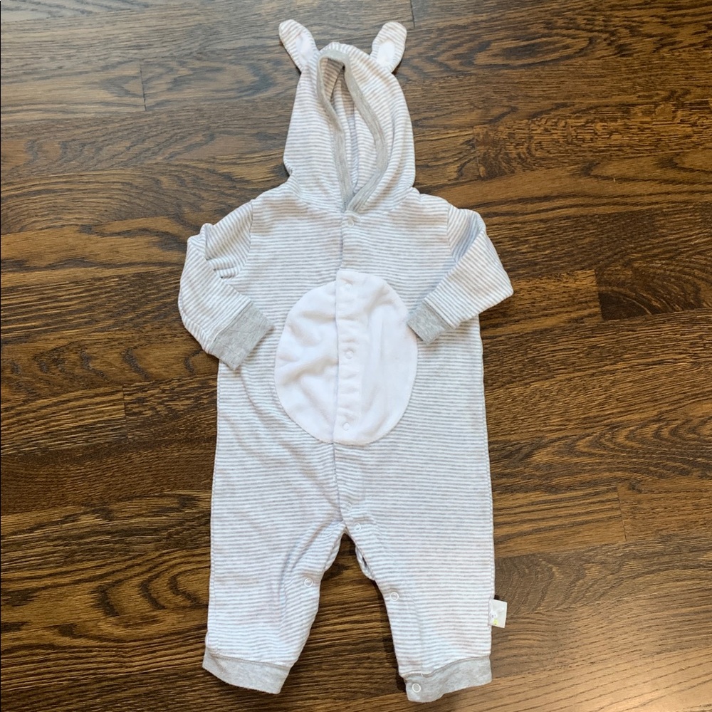 Striped Baby Bunny Hooded Onesie with Ears - 9mo